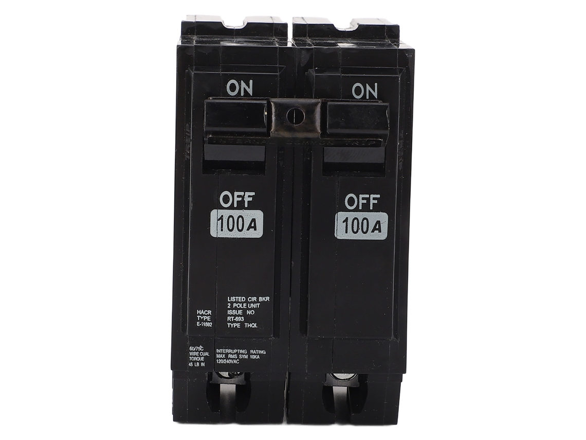 Disyuntor Miniatura Bipolar De 100 A Con Capacidad De Ruptura De 10 Ka, Carcasa De Fibra De Vidrio, Enchufable.