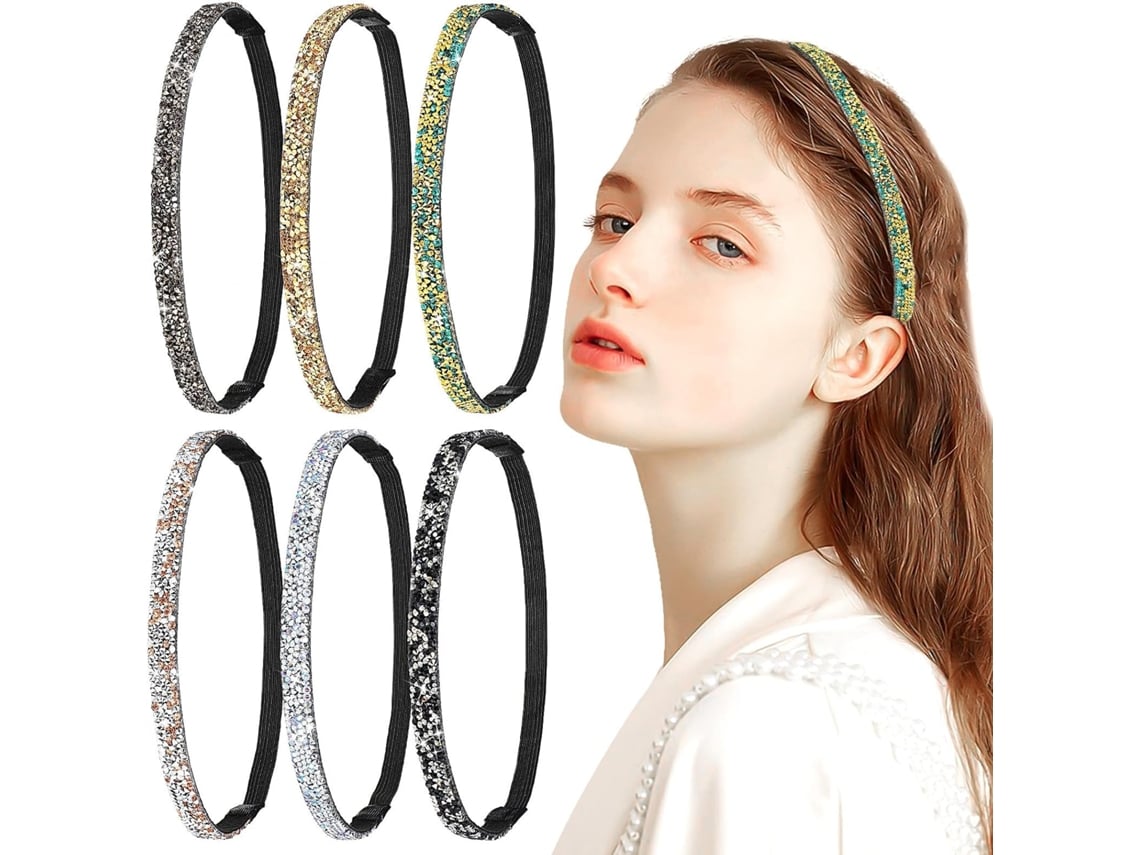 Ciieeo De 6 Faixas De Cabelo Elegantes E Leves Em Tecido Com Strass, Acessórios Versáteis E