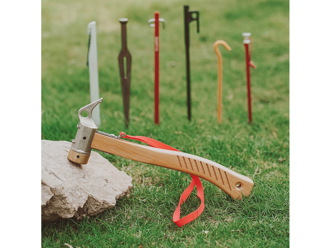 Martillo Portátil Con Mango De Madera Para Tiendas De Campaña Y Camping, Martillo Metálico Multifuncional De Doble Uso Para Exteriores.