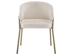 Silla Mobrio de tela sherpa beige con patas doradas