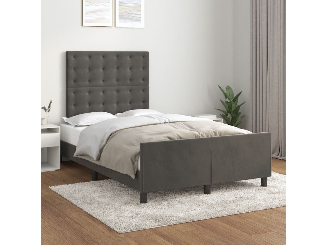 Estructura De Cama Sin Colchón Terciopelo Gris Oscuro 120x200cm