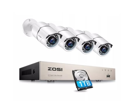 Kit vigilância 8 câmaras zosi com disco hdd 1 tb para gravação imagens