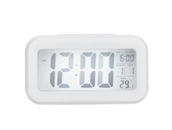 Reloj Electrónico Lcd Pantalla Grande Silencioso Smart Con Tiempo Temperatura Despertador Ghy‑501blanco