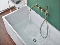 Grifo De Bañera De Pared 078 En Latón Dorado Cepillado, Colección Scamandre