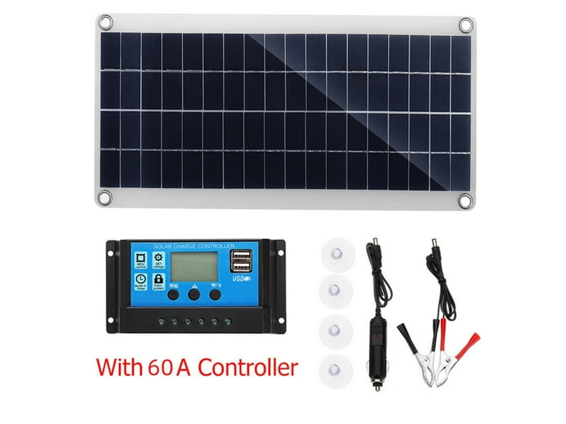 Paneles Solares De 300 Vatios, Kit Completo De Paneles Solares Portátiles Para Autocaravanas Con Controlador De 60 A.