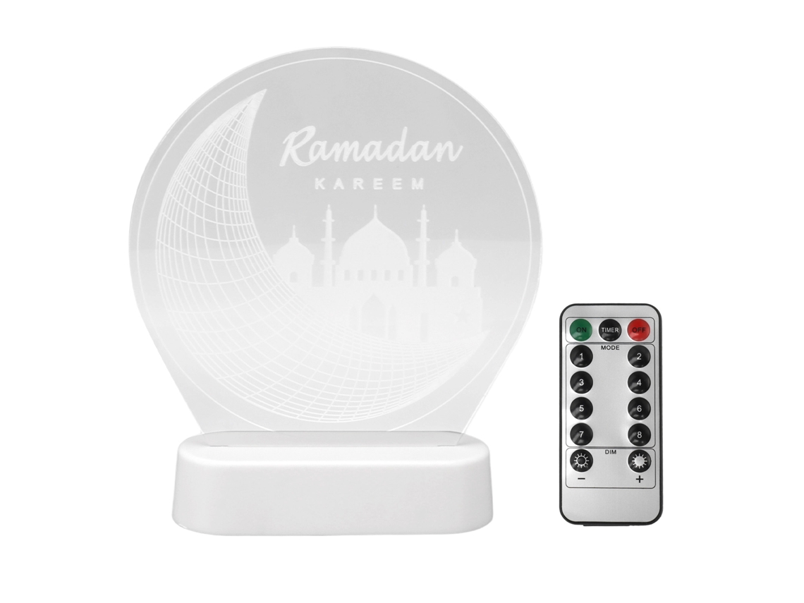 Rebe-lámpara Led Ramadan Mubarak 3d Acrílico Decorativa Luz Nocturna Rgb Con Control Remoto Para Hogares Musulmanes
