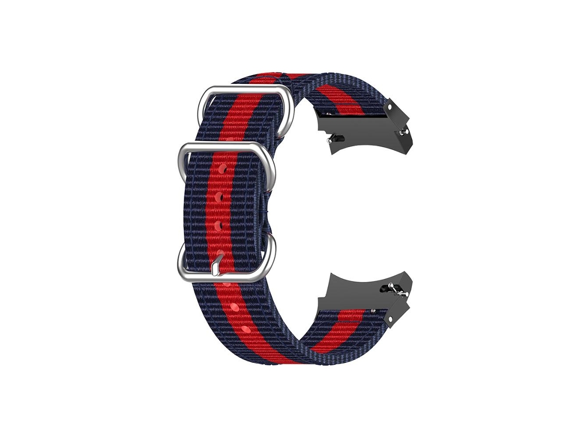 Pulsera De Reloj Inteligente De Tela, Correa De Reemplazo Para Watch 4 40/44mm, Classic 46/42mm, 3 Rayas Azul Rojo