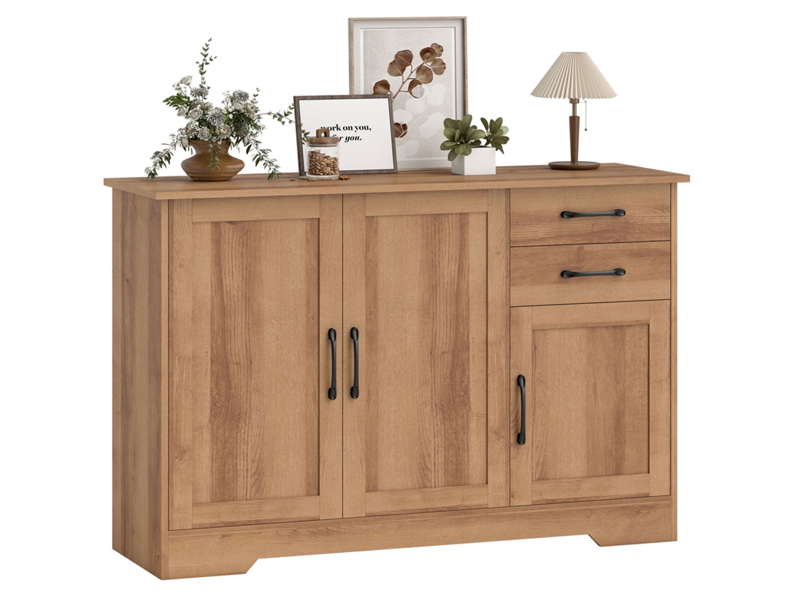 Armário de cozinha ZENCORE SERVICES com 2 gavetas, 3 armários, prateleiras ajustáveis, 120x38x79cm, carvalho