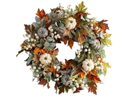Corona Artificial De Otoño Con Hojas De Arce De 45 Cm/18 Pulgadas Para Puerta, Pared O Ventana.
