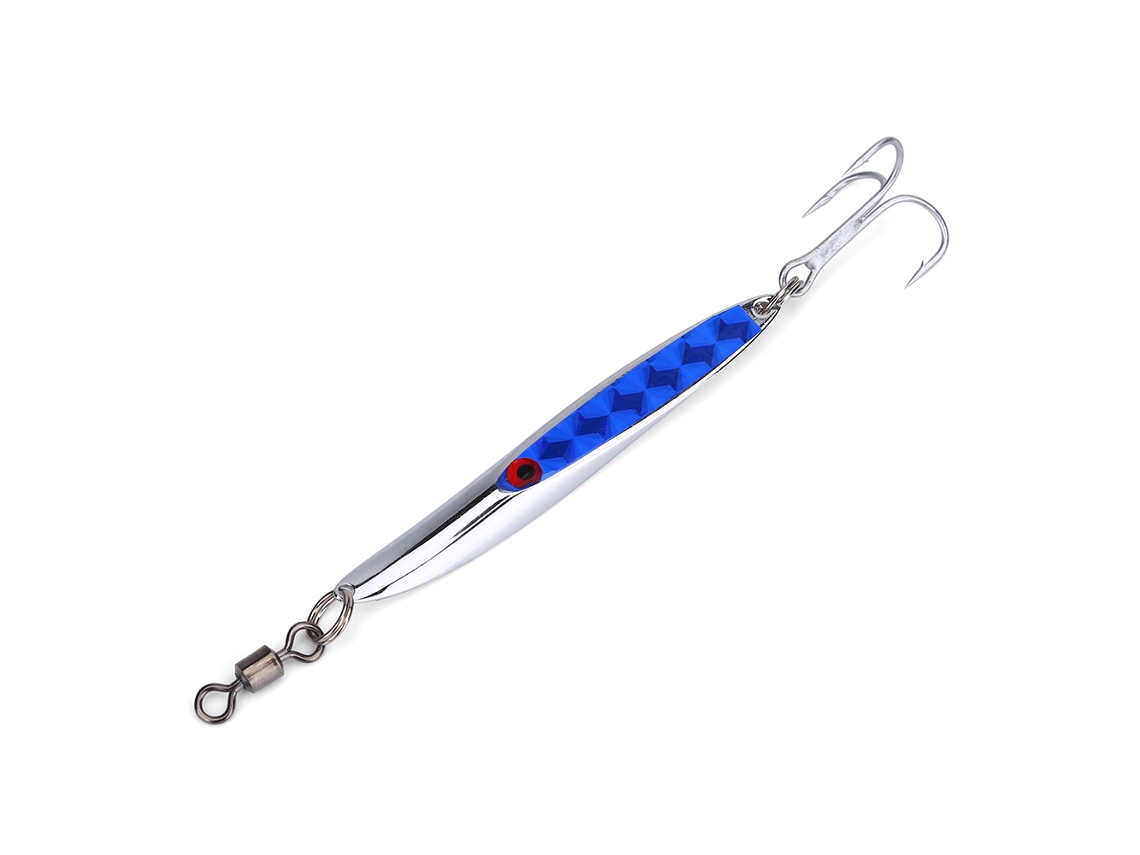 Señuelo Metálico Artificial Con Lentejuelas Y Anzuelo Triple Para Lubina, 21 G, Azul.