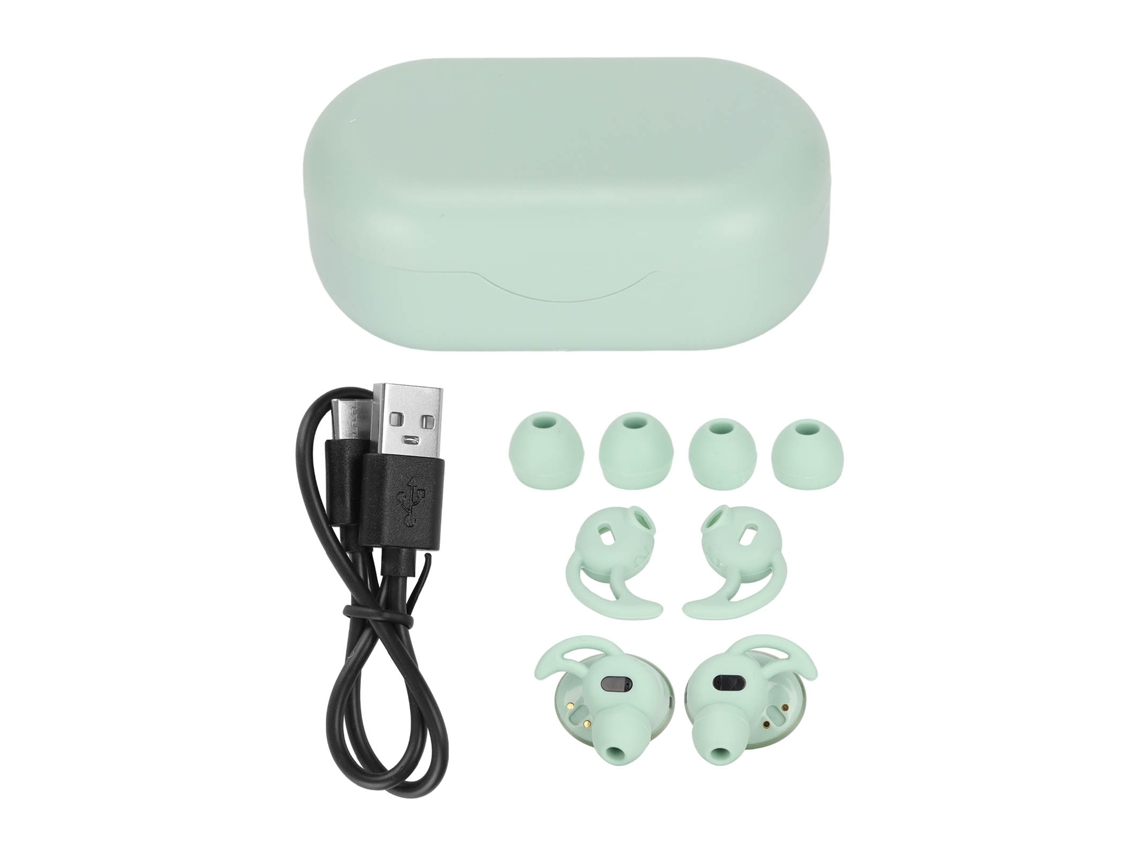 Auriculares Inalámbricos Estéreo Hifi Bluetooth 5.1 Con Gancho Para La Oreja Extraíble Y Micrófono Con Cancelación De Ruido - Verde