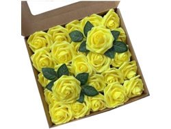 Fasst-25 Flores Artificiales Rosas De Espuma Con Hojas, 26cm, Para Boda Decoración Hogar Fiesta