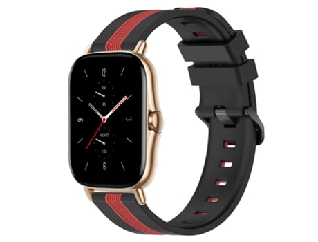 Correa Smartwatch para Amazfit GTS 2 20mm Vertical Silicona Bicolor (Negro + Rojo)