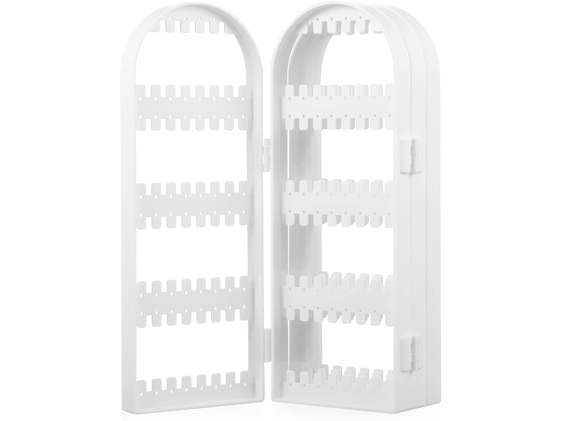 Organizador de pendientes de plástico blanco con 4 compartimentos, organizador de joyas estable, gran capacidad, para tocador de dormitorio, GOKOCO