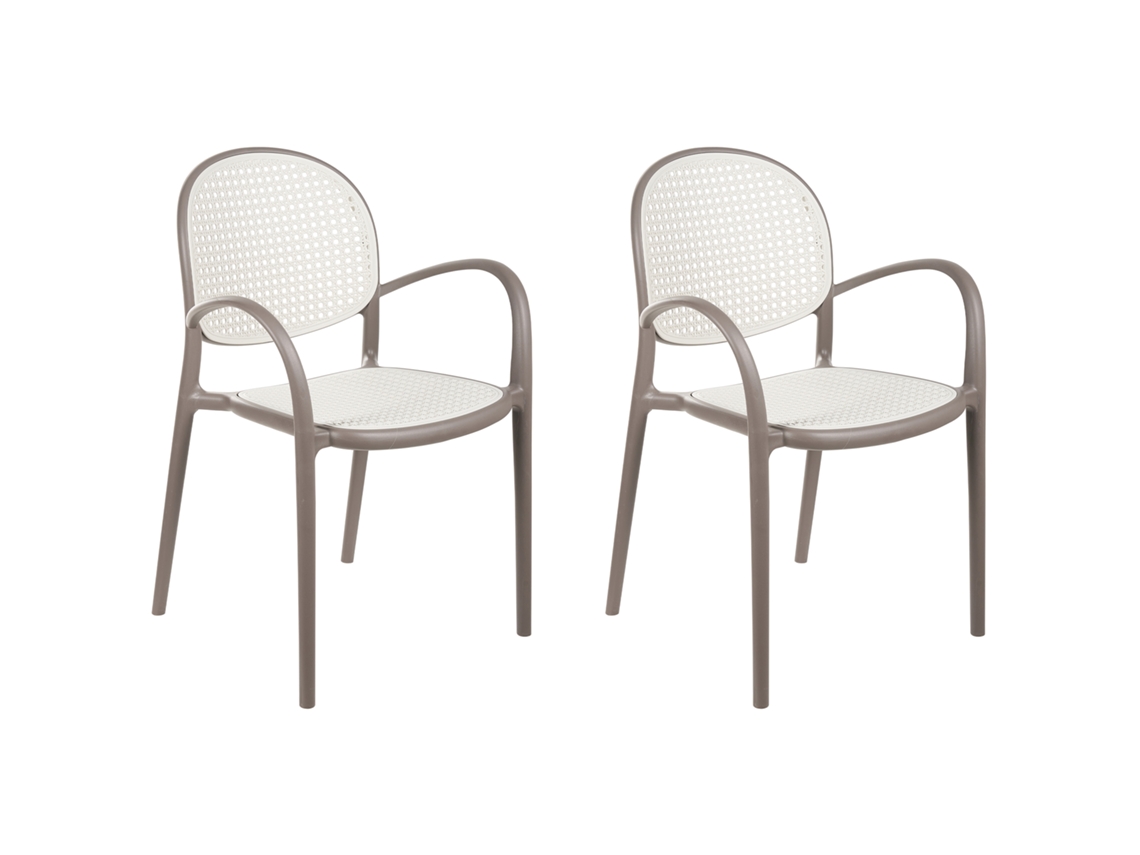 Sillas de exterior Beliani Povoletto de plástico con trenzado vienés en polipropileno marrón 50x50x85