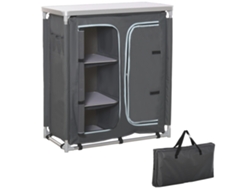 Armario Plegable De Camping Con Estantes Y Bolsa De Transporte, 96x49,5x104cm, Gris.