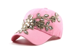 Gorra De Béisbol Para Mujer, Gorra Vaquera Ajustable Con Pedrería, Protección Solar Upf 50+.
