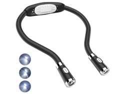 2026-6568-lámpara Led Para Lectura Portátil Flexible De Cuello Sin Manos Con 3 Niveles De Brillo Y Baterías Aaa (no Incluidas)