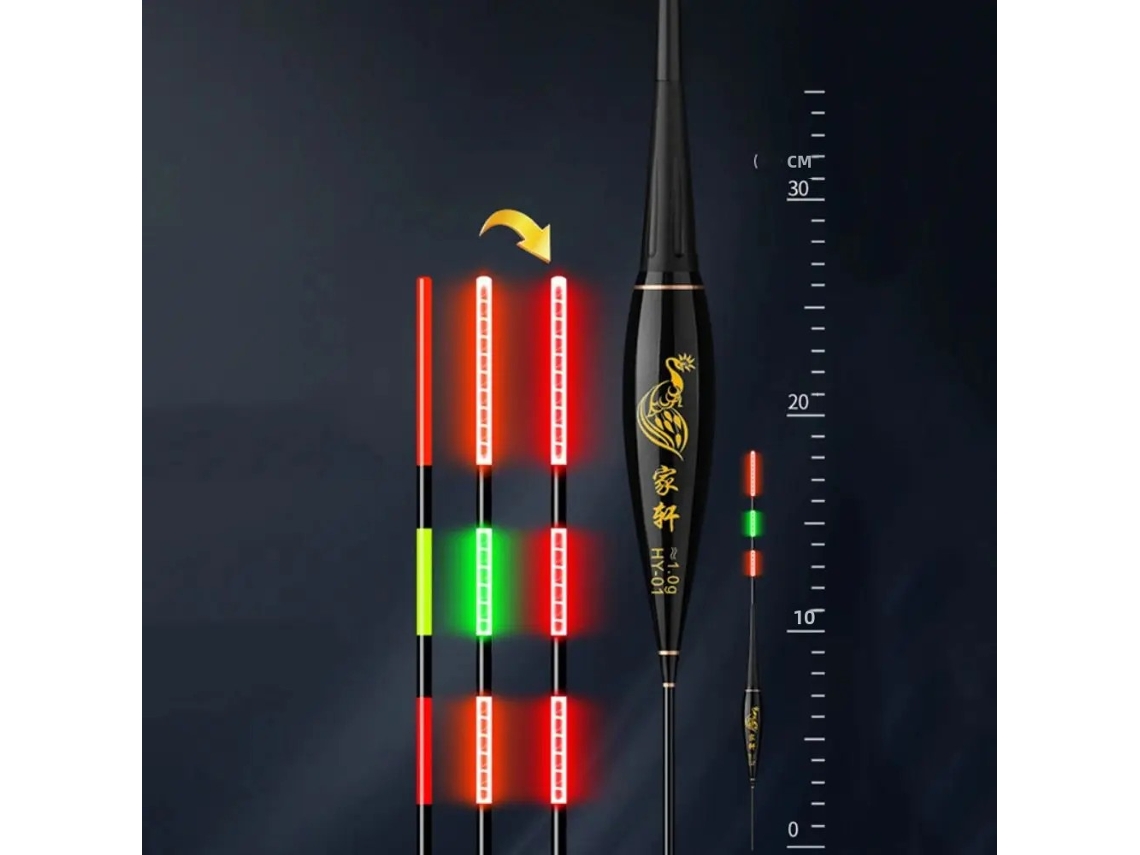 Flotador electrónico de pesca con dos luces indicadoras, nuevo tipo de flotador deslizante. Mdug (18,5 cm x 1 g)