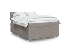 Cama Box Spring Con Colchón Tela Gris Taupe 140x200 Cm