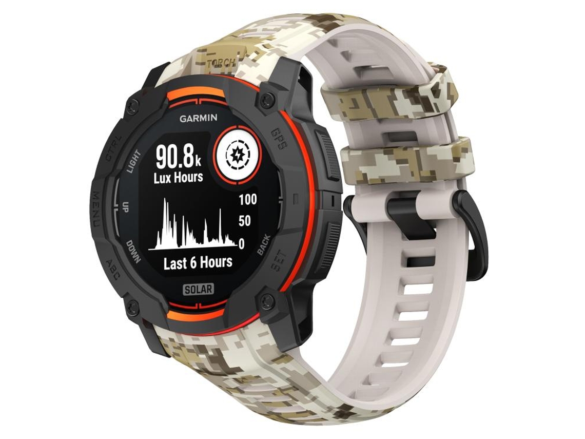 Bracelete Para Garmin Instinct 3 Amoled / Solar (50mm) - Silicone - Estampa Camuflada Cor Do Deserto