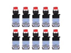 Veloriskku-10 Peças Botão De Interruptor Com Auto-bloqueio 22mm Bem38-11xd/21 Luz Vermelha 220v 1no/1nc La38