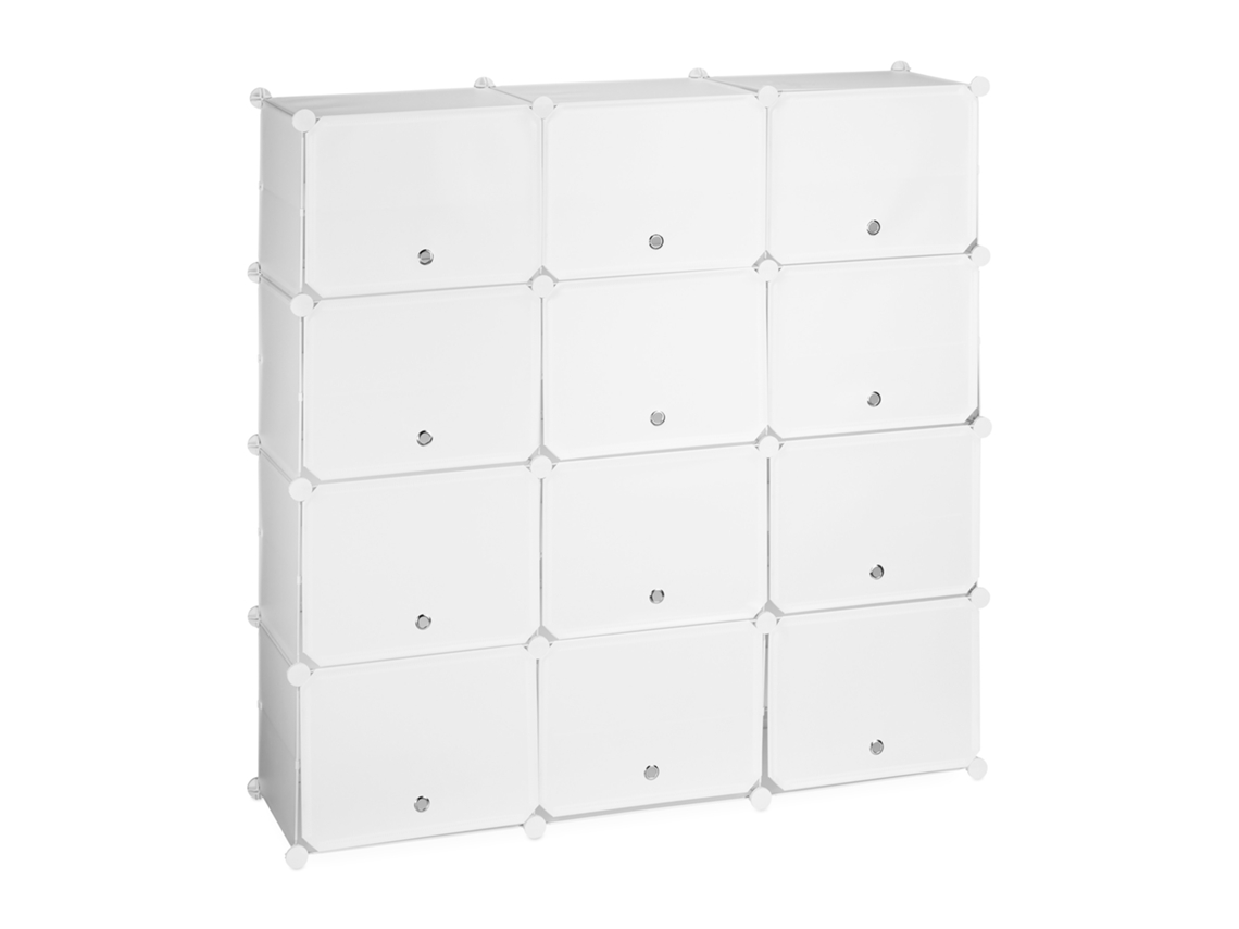 Sapateira Relaxdays, 24 Compartimentos Com Portas, Sistema Para Calçado, Plástico E Metal, 125 X 125 X 32 Cm, Branca