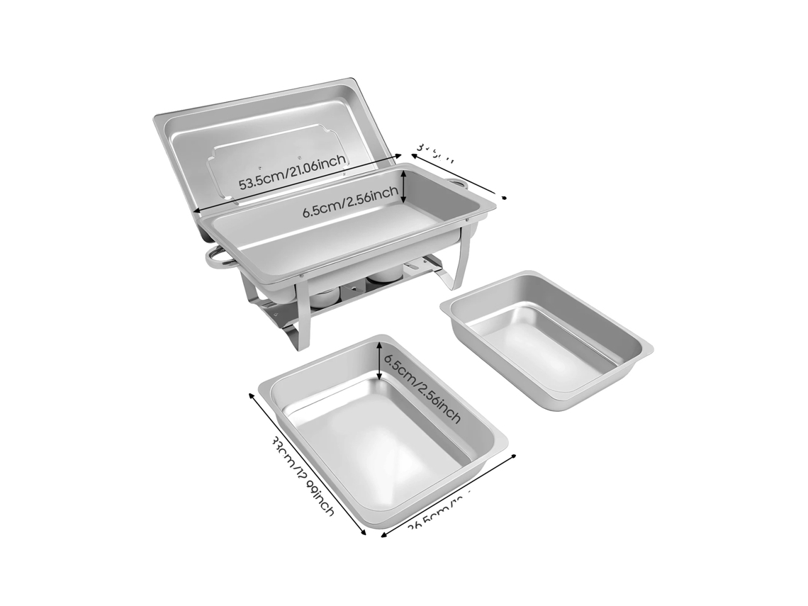 Juego de cacerolas, acero inoxidable, para servir en buffet, color plata original
