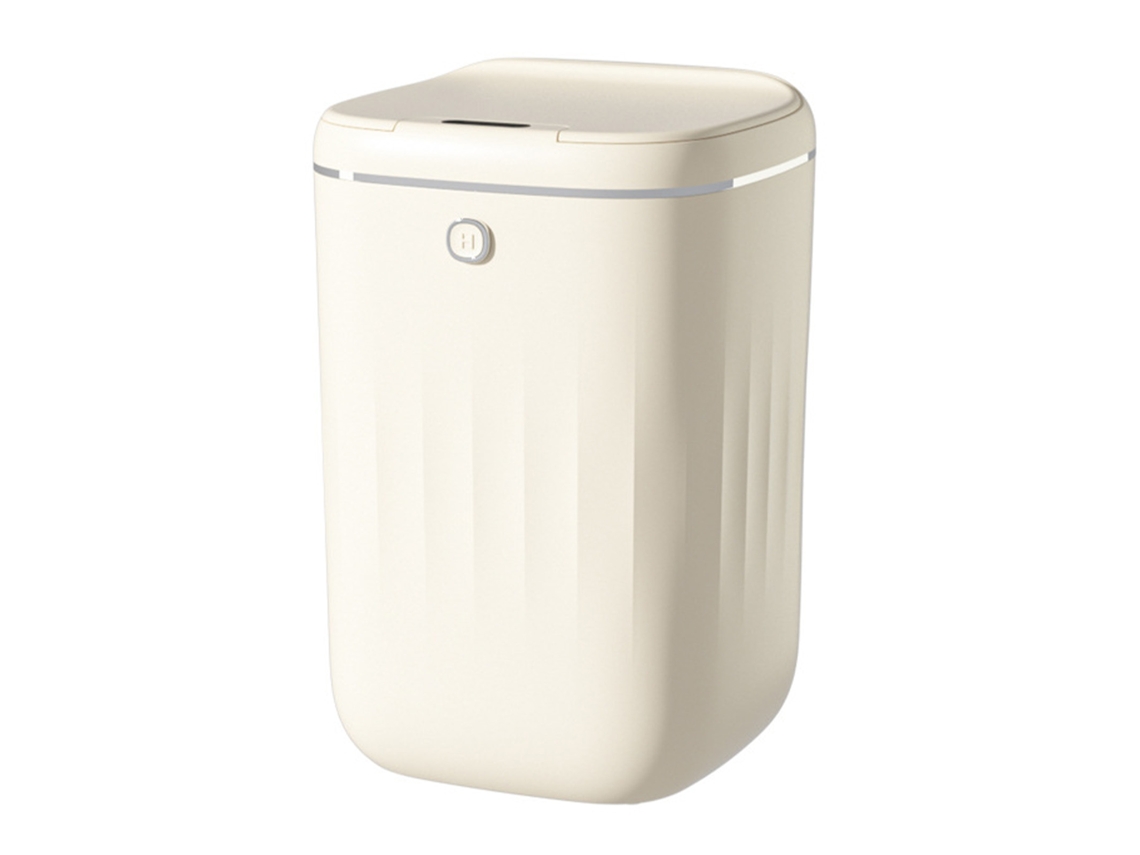 Cubo de basura automático Baok-cubo de 20 litros con sensor sin contacto, IP, hipoalergénico, PP, resistente al agua, para cocina y baño, color blanco crema, funciona con pilas.