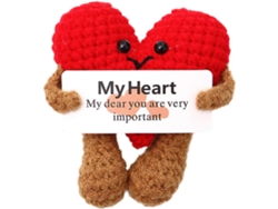 Corazón de ganchillo hecho a mano para apoyo emocional, hermoso regalo de lana tejida con tarjeta motivacional para amigos (Corazón de amor)