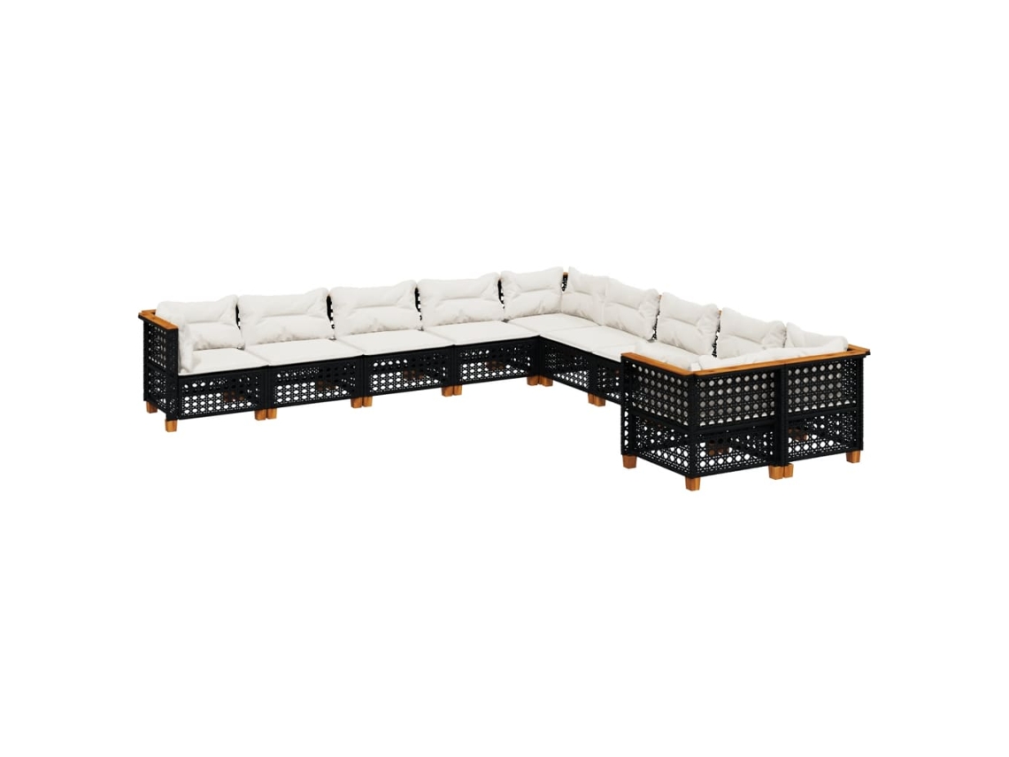 Maison Exclusive - Set De Sofás De Jardín 10 Pzas Cojines Ratán Sintético Negro