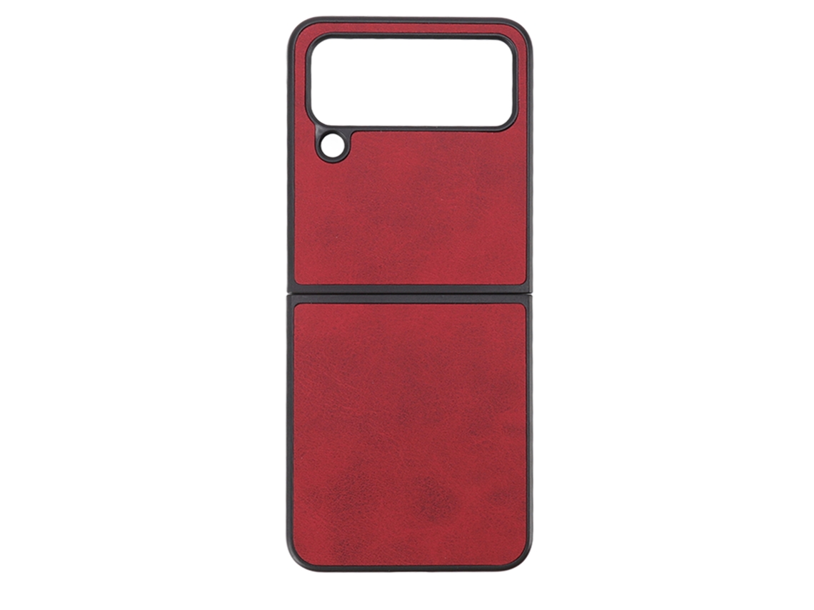 Capa De Couro Sintético Anti-arranhões Anti-queda Para Samsung Galaxy Z Flip 4 Vermelha