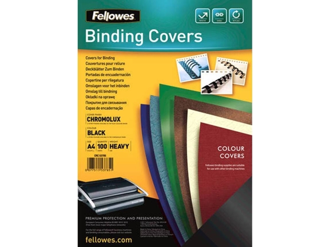 Cubiertas para Encuadernación FELLOWES A4 Papel Negro (100 un)