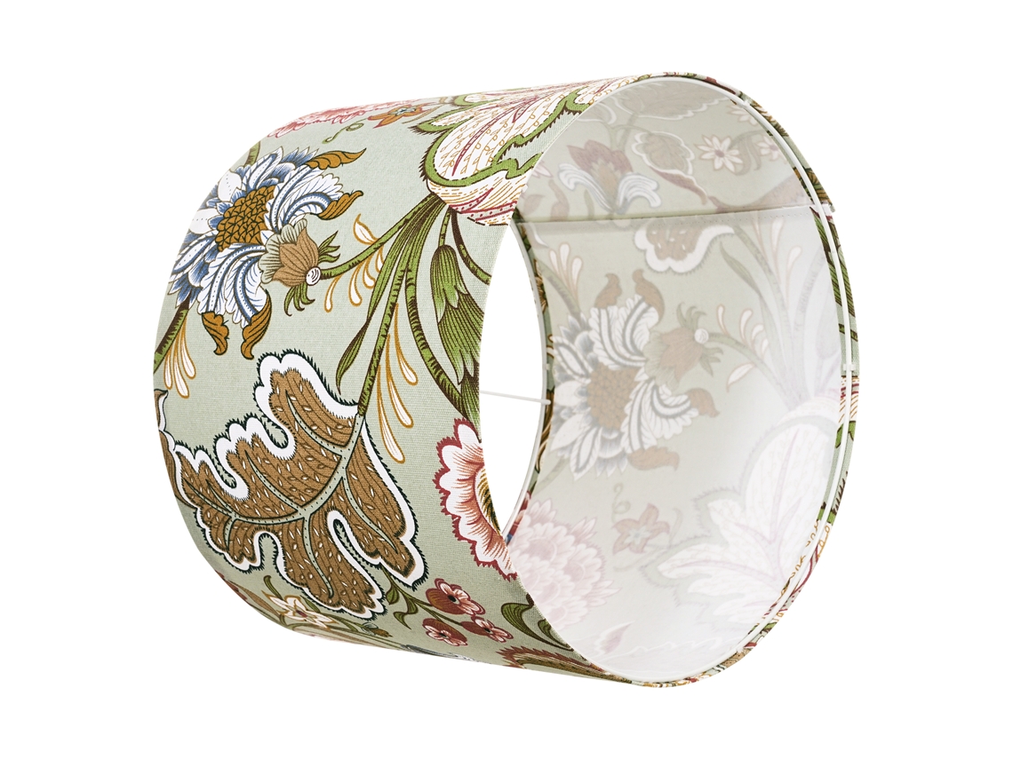 Pantalla de lino Succebuy, diseño floral oscuro, forma de tambor, 33 x 25 cm