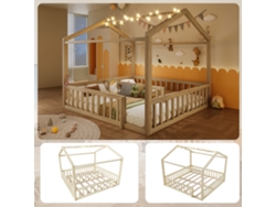 Cama Infantil 90x190cm*2/180x190cm - Cuna Con Barandilla, Estilo Minimalista, Led - Natural