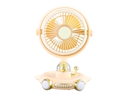 Ventilador de escritorio pequeño Primerox con luz, recargable mediante USB.