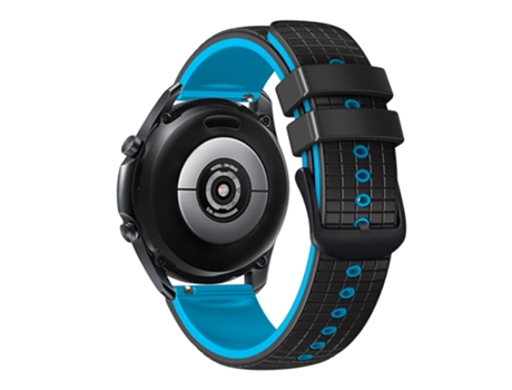 Correa de Silicona 20mm textura de rejilla para Huami Amazfit GTS4 Mini/GTS3/GTS2 2E - negro/cielo azul