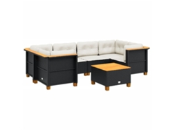 Maison Exclusive - Set De Sofás De Jardín 7 Pzas Con Cojines Ratán Sintético Negro