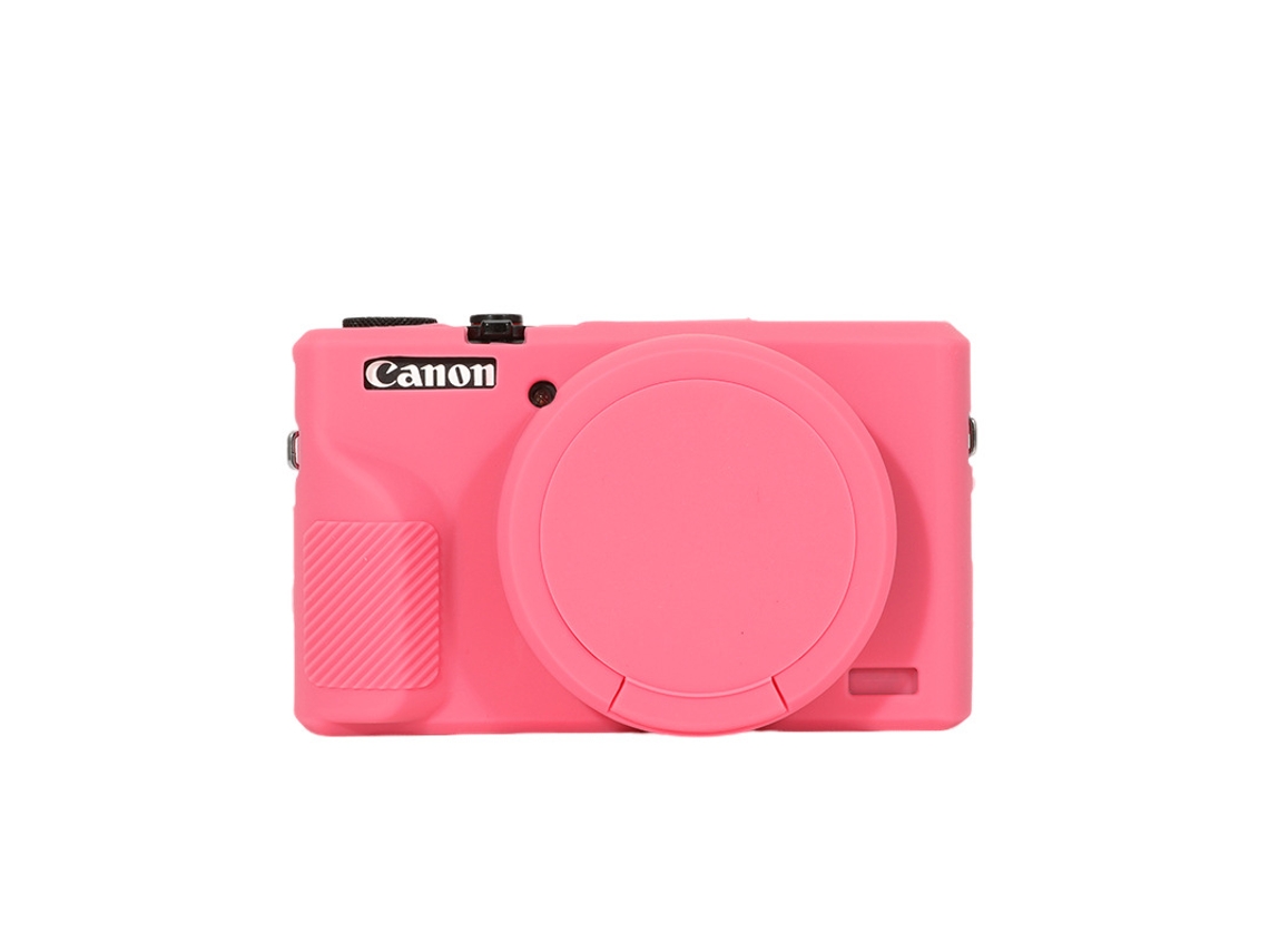 Funda protectora de silicona suave para Canon Powershot G7x Mark III / G7x III / G7x3 con tapa de objetivo rosa melocotón.