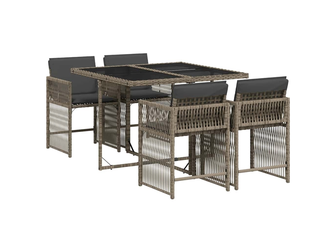 Maison Exclusive - Set Comedor De Jardín 5 Piezas Con Cojines Ratán Sintético Gris