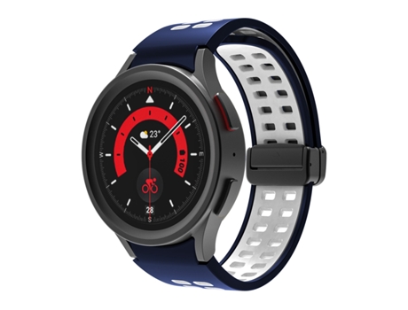 Correa de reloj inteligente para Samsung Galaxy Watch5 Pro Correa de reloj de silicona con hebilla plegable de doble orificio (azul blanco)
