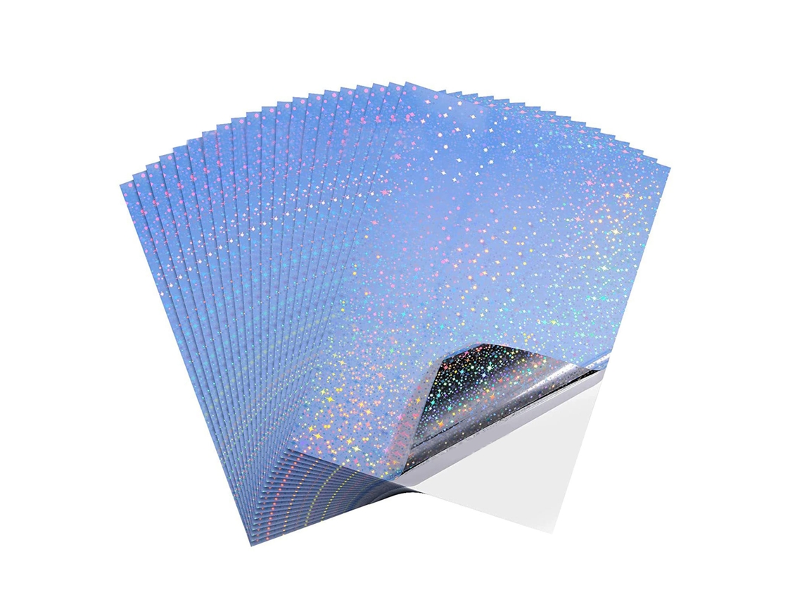 20 Hojas De Papel Adhesivo Holográfico Imprimible, Impermeable Y De Secado Rápido Para Impresoras De Inyección De Tinta Y Fotocopiadoras.