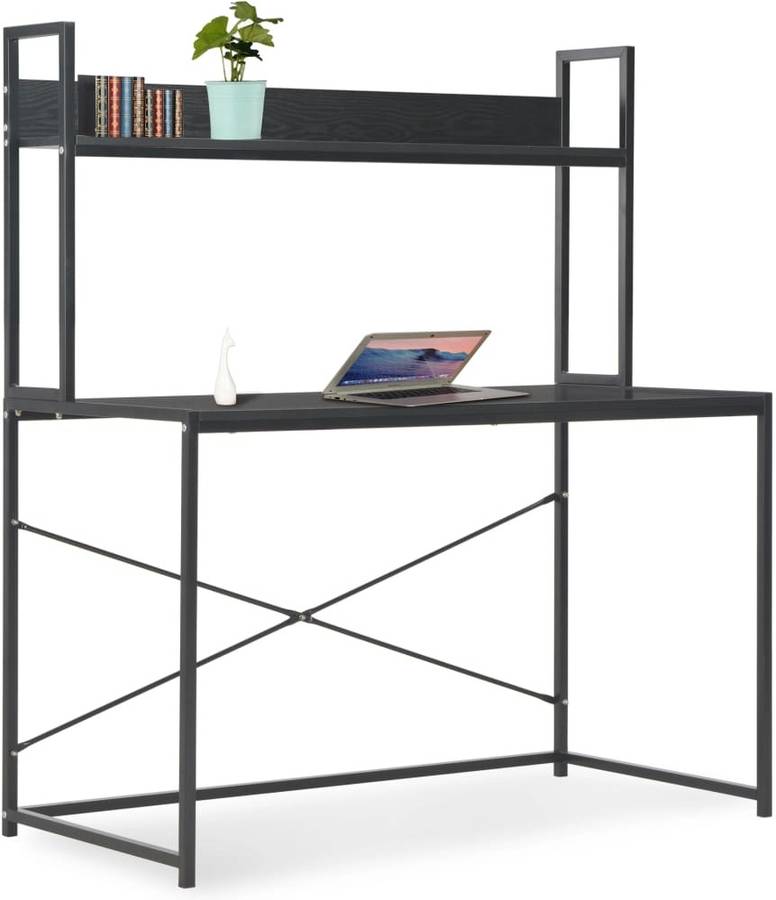 Vidaxl Mesa Escritorio ordenador estantería diseño moderno industrial mueble pc computador estudio oficina casa trabajo aglomerado metal negro para 120x60x138cm 120x60x138