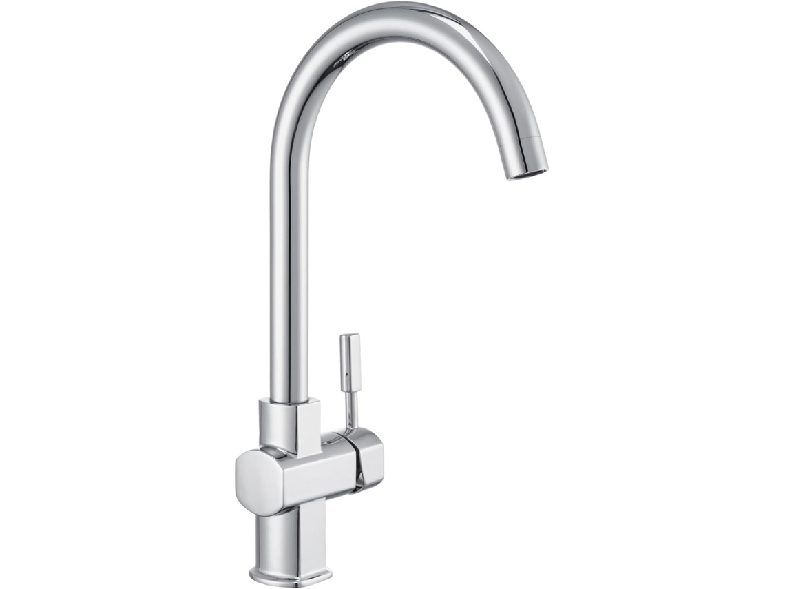 Grifo De Cocina, Caño Alto, Aireador Desmontable, Manija Única De 360° Para Agua Fría Y Caliente, Cromado.