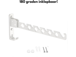 Gancho Para Ropa - Plegable - Blanco - 35 Cm - Montaje En Pared - Perchero - Colgador De Ropa - Tendedero