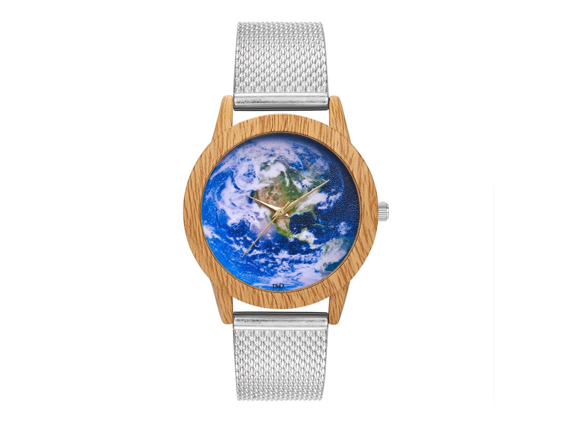 Reloj De Pulsera De Silicona Zhoulianfa Con Esfera Azul Tipo Globo, Unisex, Plateado.