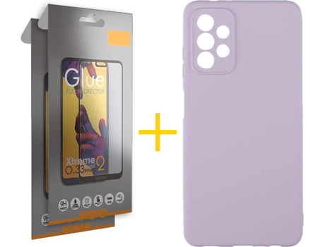 Kit Funda + Protector de Pantalla Samsung A32 5G SKYHE Cristal Templado 5222 Morado