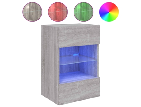 Mueble de TV de pared con luces LED gris Sonoma VIDAXL (40 x 30 x 60.5 cm)