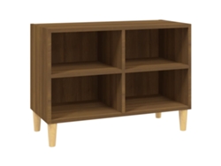 Soporte móvil para TV con patas de madera maciza 69,5x30x50 cm en tono roble castaño