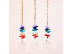 Conjunto de 3 adornos colgantes de cristal arcoíris, ideales para la decoración del jardín y que se centran en los chakras.